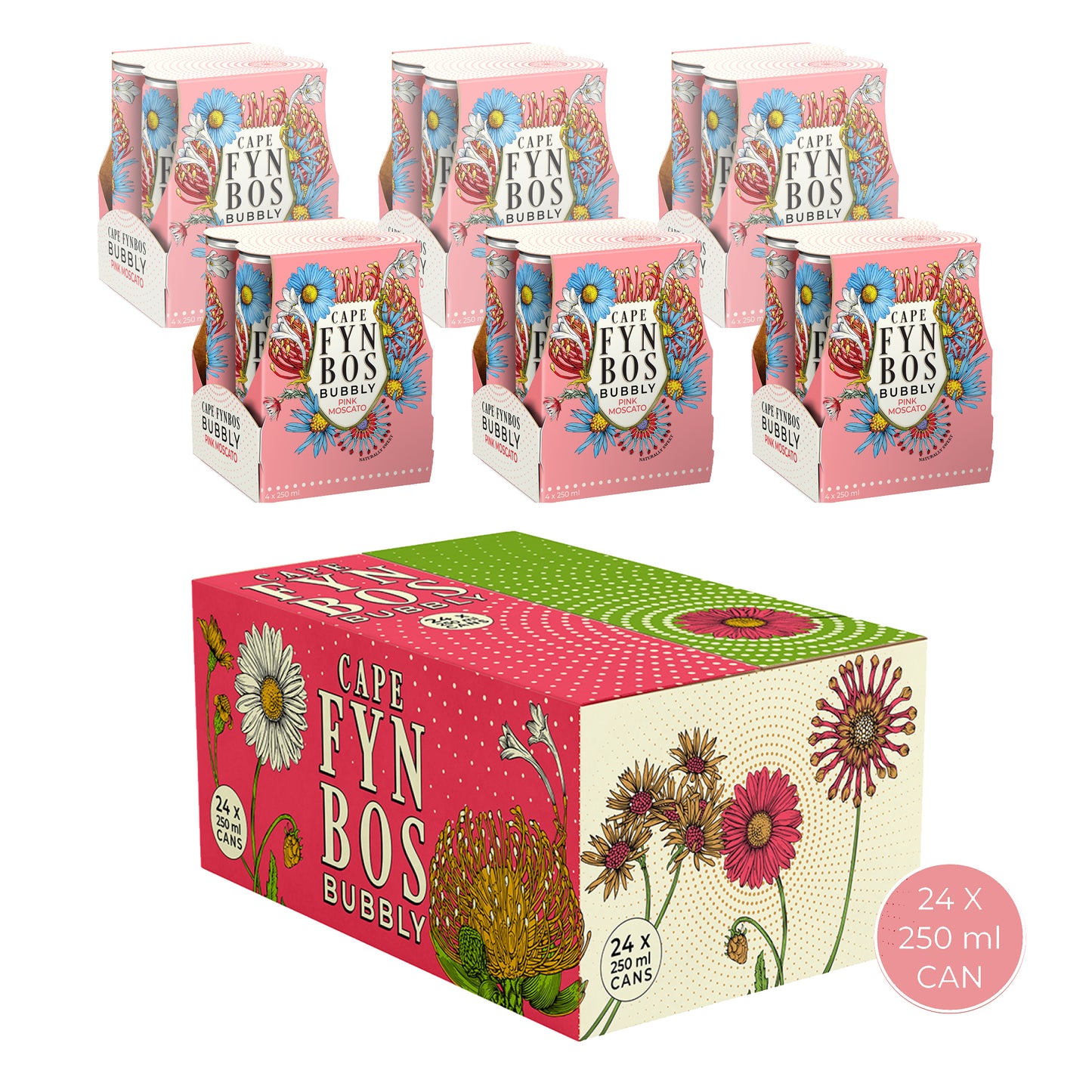 Cape Fynbos Bubbly PINK MOSCATO - case of 24 x 250 ml (Copy)