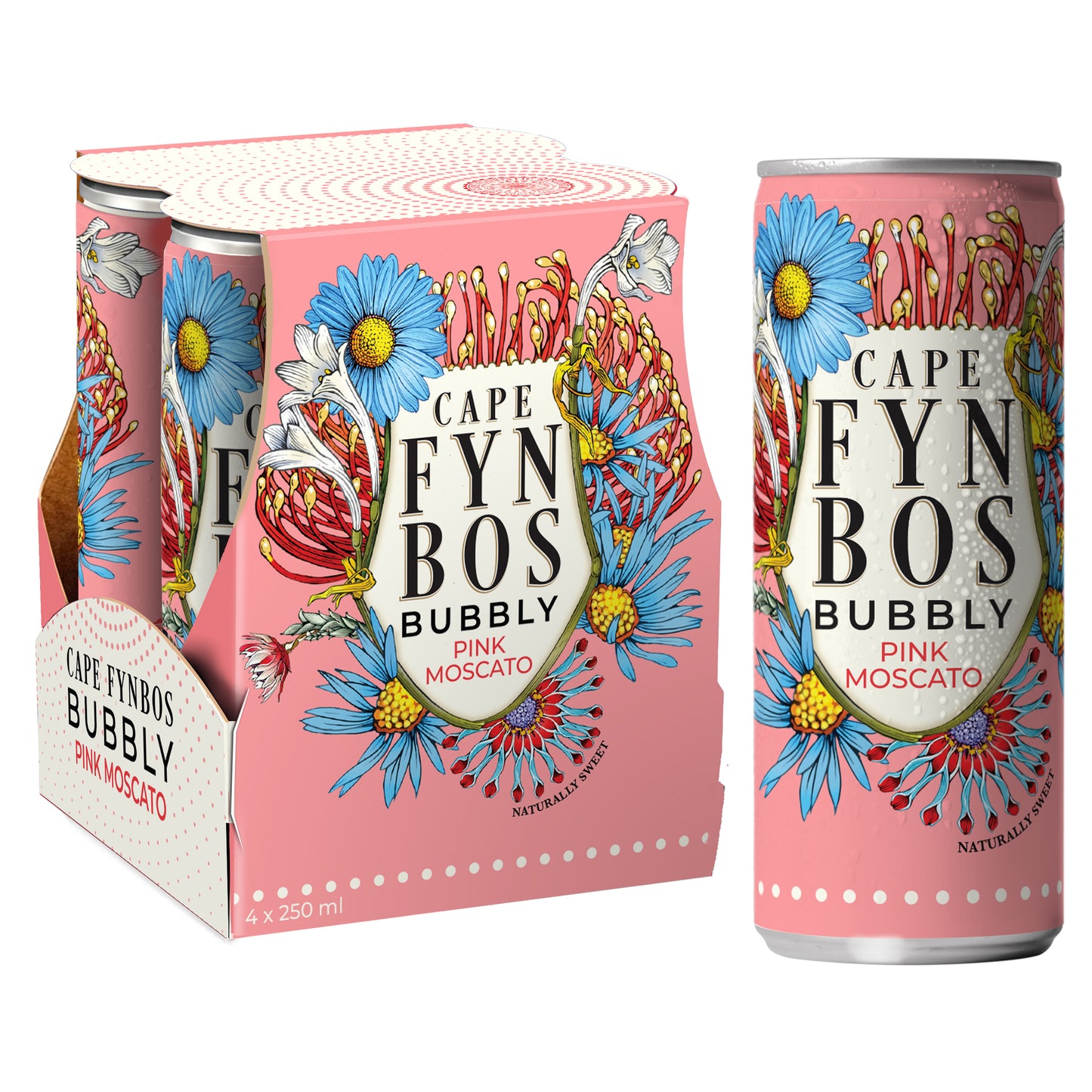 Cape Fynbos Bubbly PINK MOSCATO - case of 24 x 250 ml