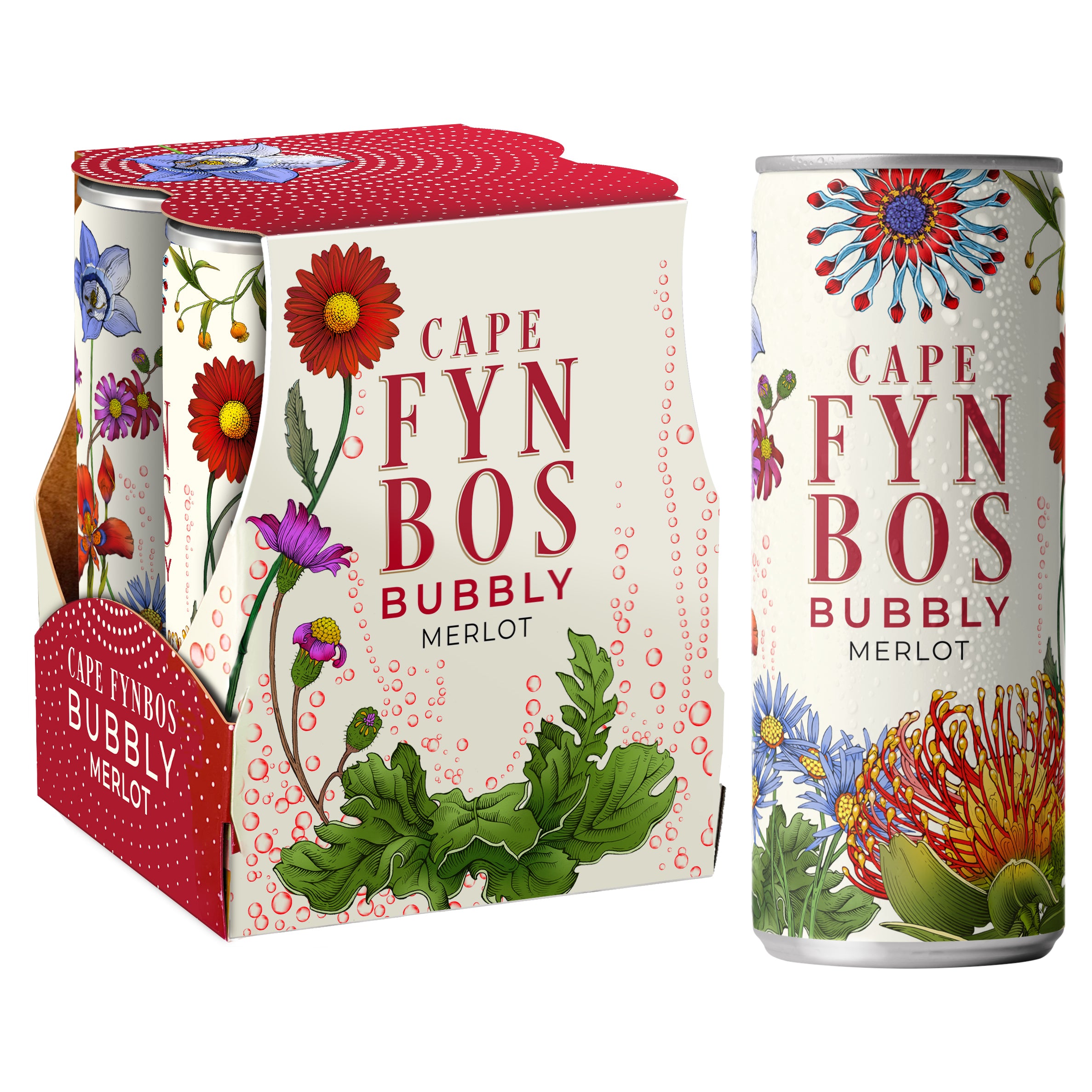 Bubbly Cape Fynbos Merlot 4 X 250 Ml Drinkcapefynbos