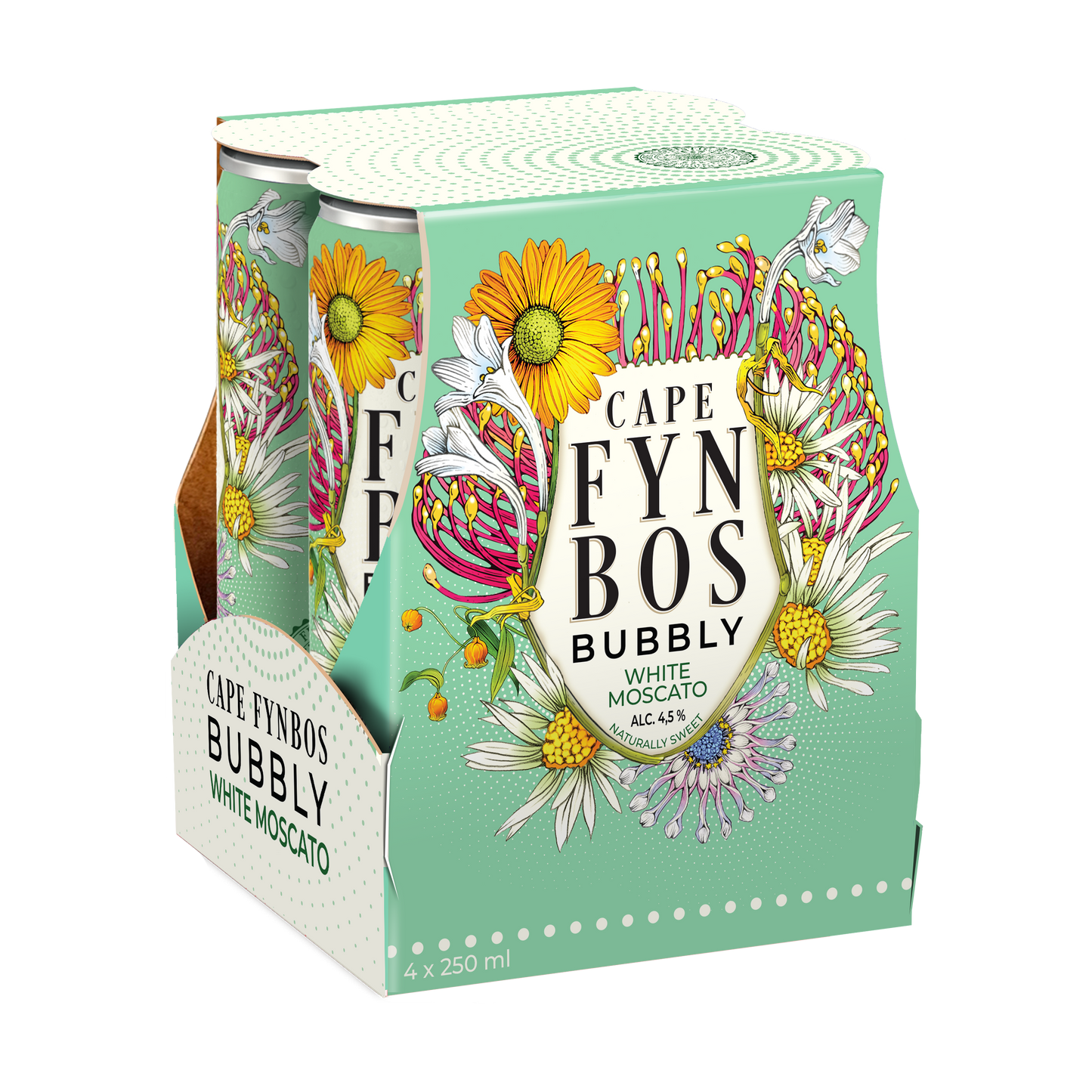 Cape Fynbos Bubbly White MOSCATO 4 x 250 ml