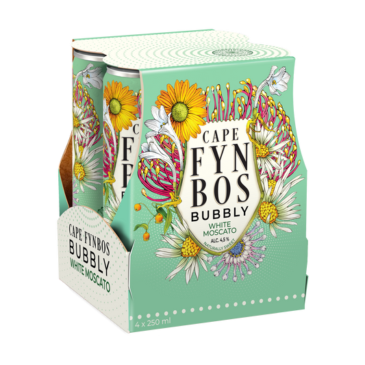 Cape Fynbos Bubbly White MOSCATO 4 x 250 ml